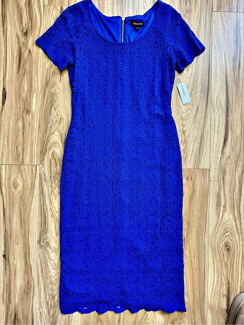 NWT Roz & Ali Royal Blue Lace Midi Sheath Dress - Size 8